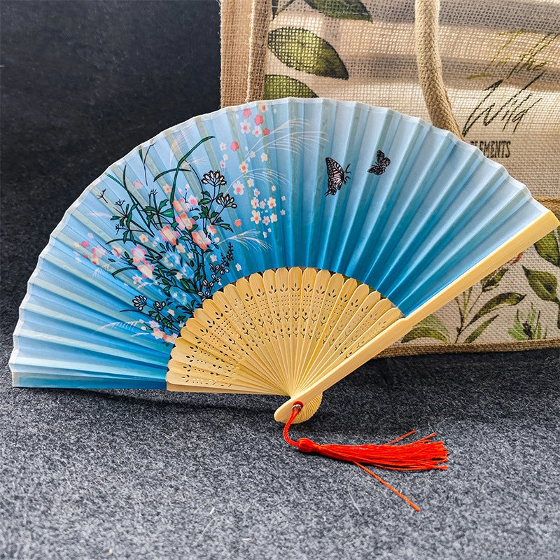 Antique Fan Folding Fan Men’s And Women’s Classical Dancing Fan Ancient Costume Performance Photography Hanfu Props Chinese Style Handmade Folding Fan