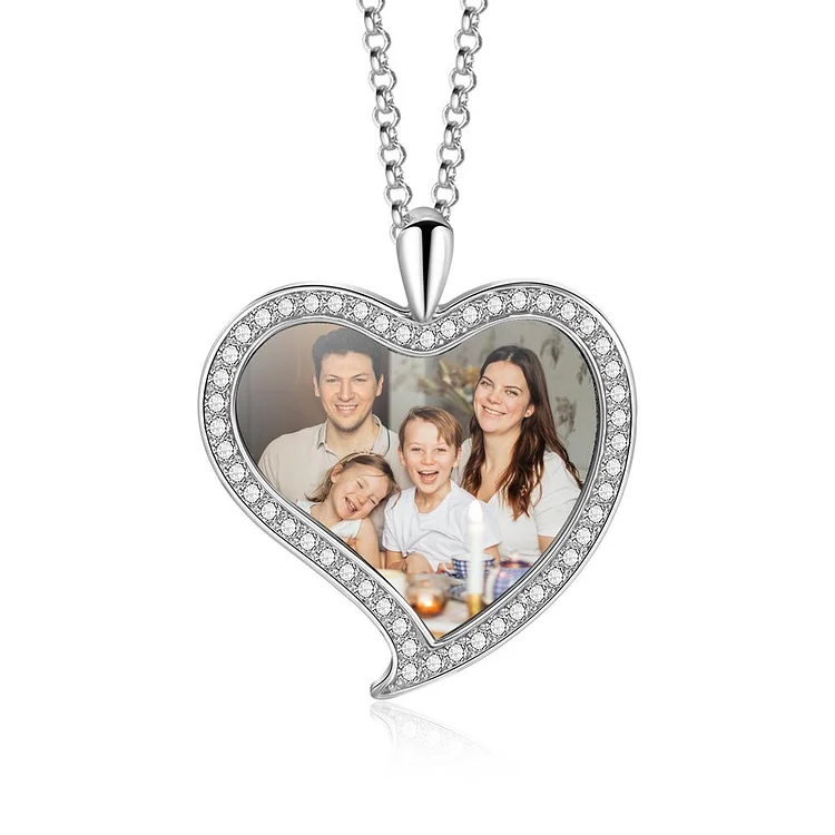 Personalised Heart Necklace Custom 1 Photo Necklace Gifts For Her