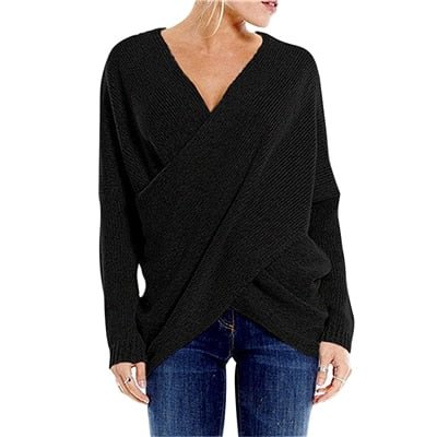 Sweaters Female Autumn 2020 Causal Solid Knitting Jumper Criss-cross Elegant Clothing For Ladies Causal Women Autumn Sweater