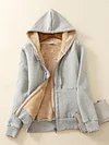 Women Coat Lamb Hooded Color Zipper Hoodie Sweater