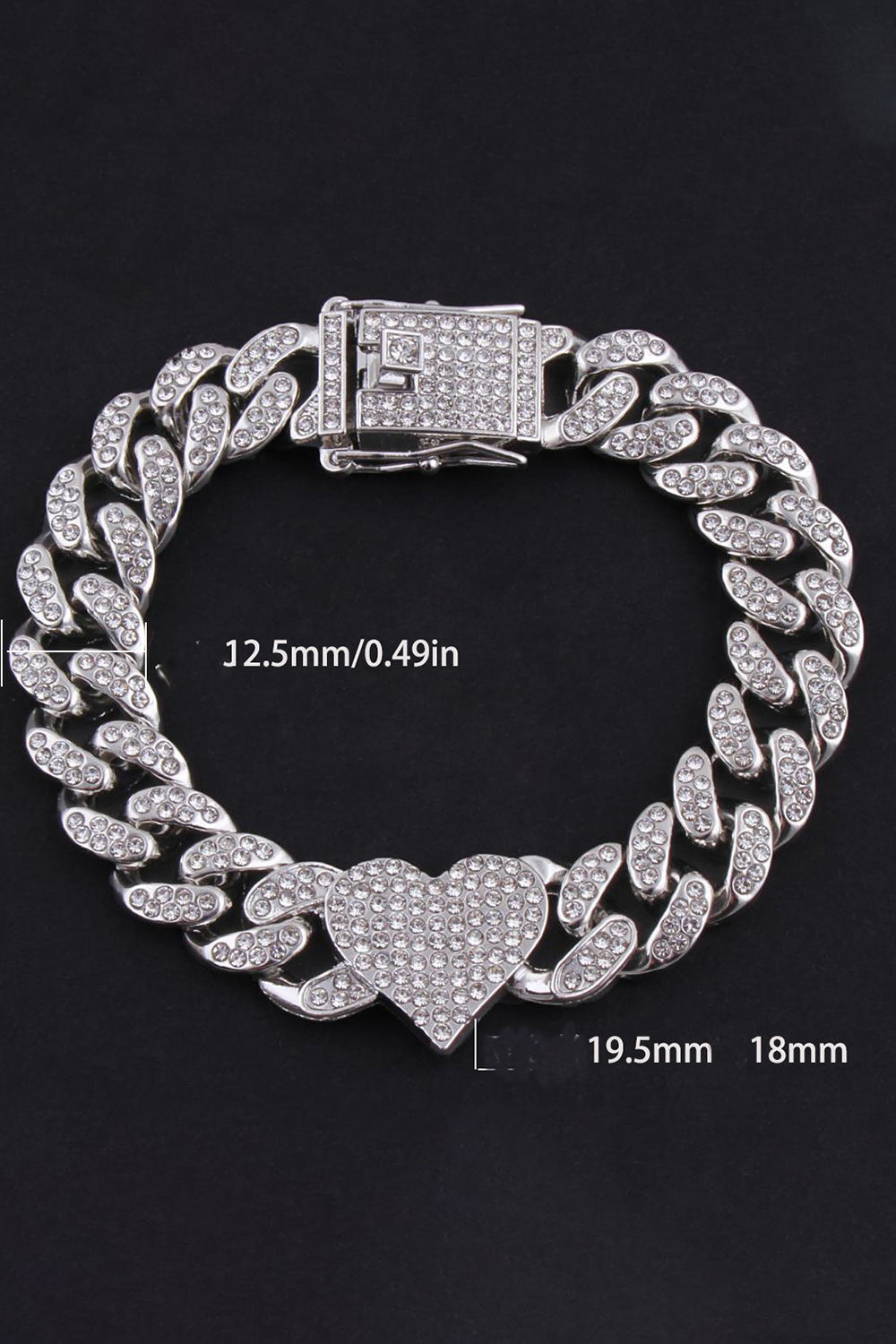 Hip Hop Love Shaped Rhinestone Bracelets