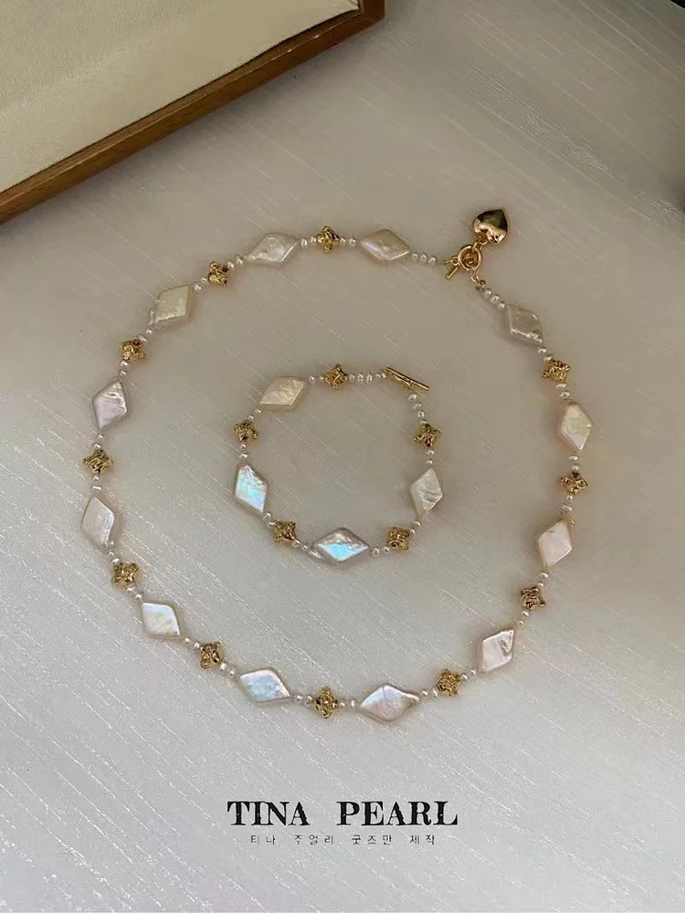 TINA Jewelry Freshwater Pearl diamond elegant necklace set