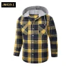 2024 New Loose Casual Flannel Long-sleeved Hooded Plaid Shirt