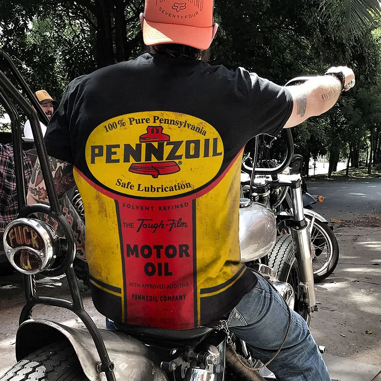 Mens Vintage motor Pennzoil Print T-Shirt