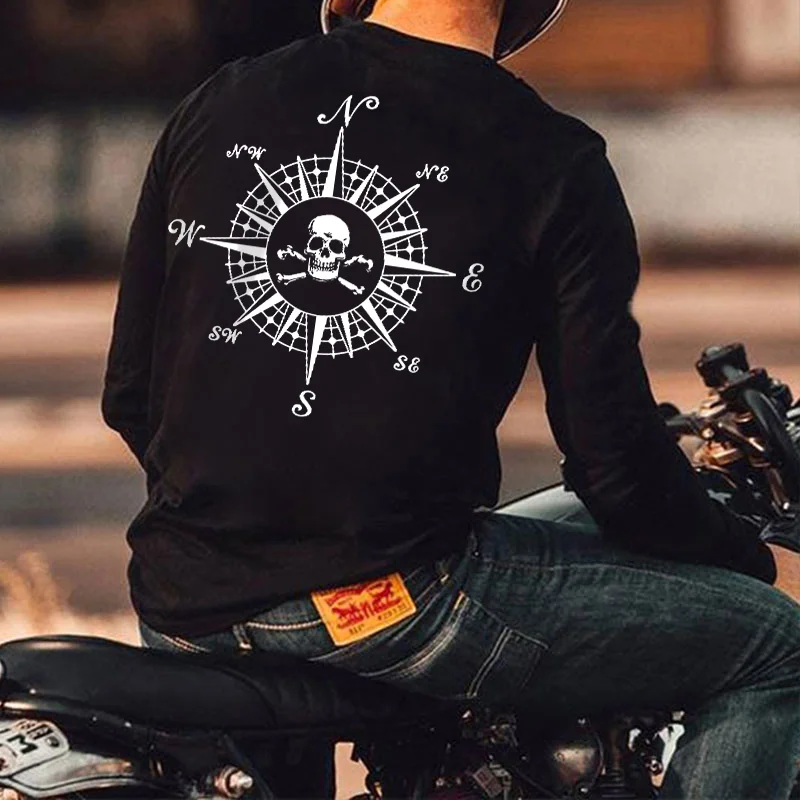 Skull With Beacon Print Men's Long Sleeve