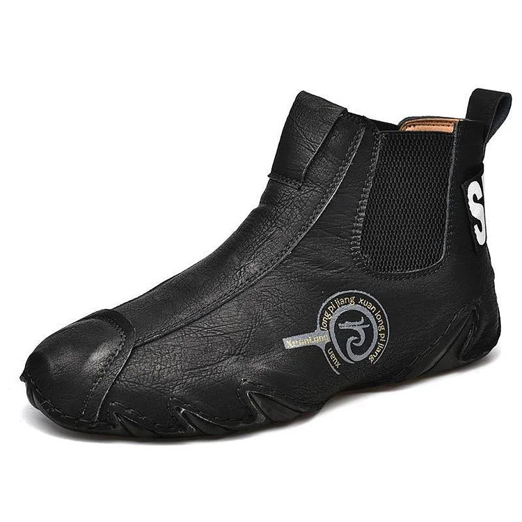 Men Large Size Handmade Cowhide Ankle Boots