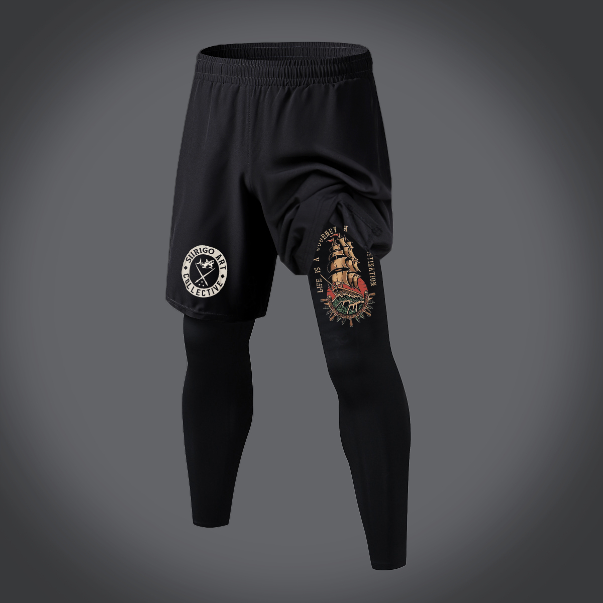 Life Is A Journey Not A Destination Graphic Print 2 in 1 Gym Workout With Leggings