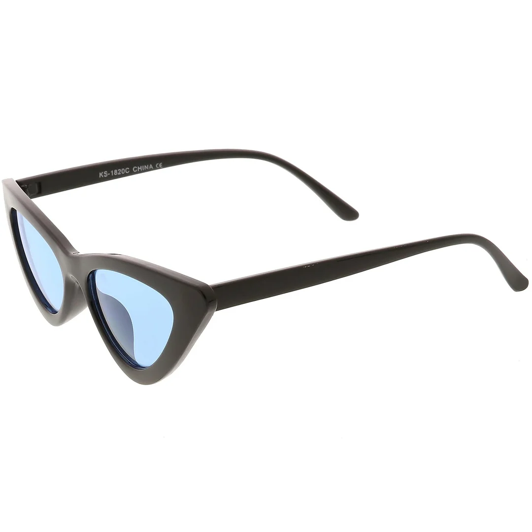 Womens Exaggerated Slim Black Frame Cat Eye glasses Color Tinted Lens 48mm