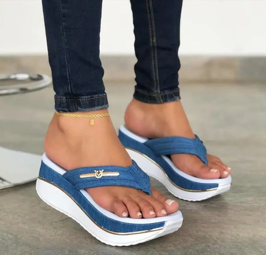 Qengg Sandals Women Summer 2022 Fashion Flip Flops Outdoor Casual Platform Sandals Ladies Plus Size Wedges Beach Slippers Muje
