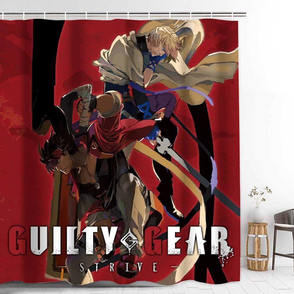 Guilty Gear Strive Shower Curtain with Hooks Thicken Waterproof Bathroom Decoration