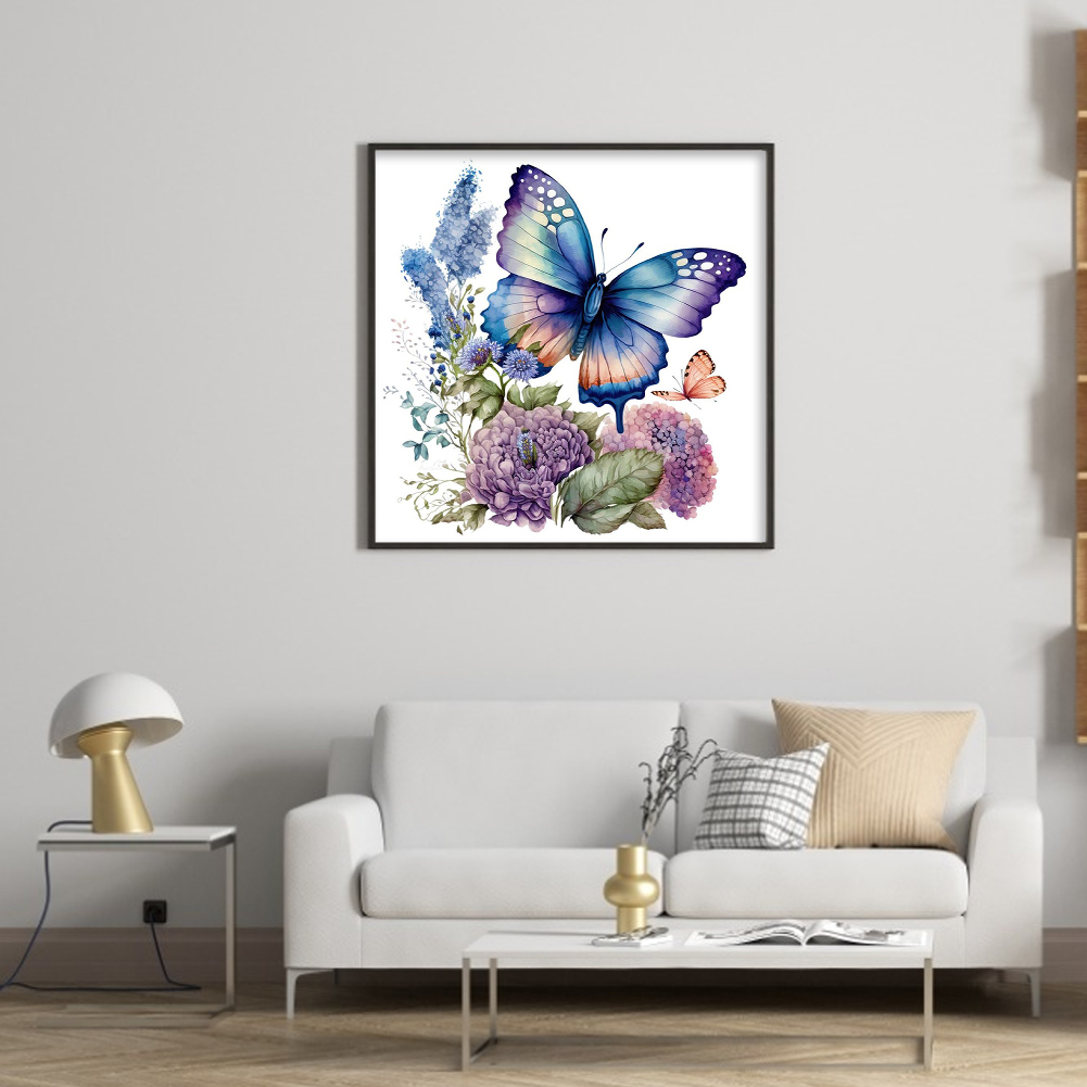 Flowers Butterflies - 11CT Stamped Cross Stitch 40*40cm/15.75*15.75in