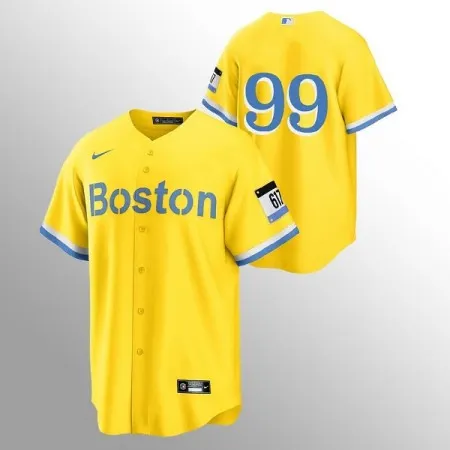 Men's Boston Red Sox #99 Alex Verdugo Gold 2021 City Connect Stitched MLB Jersey