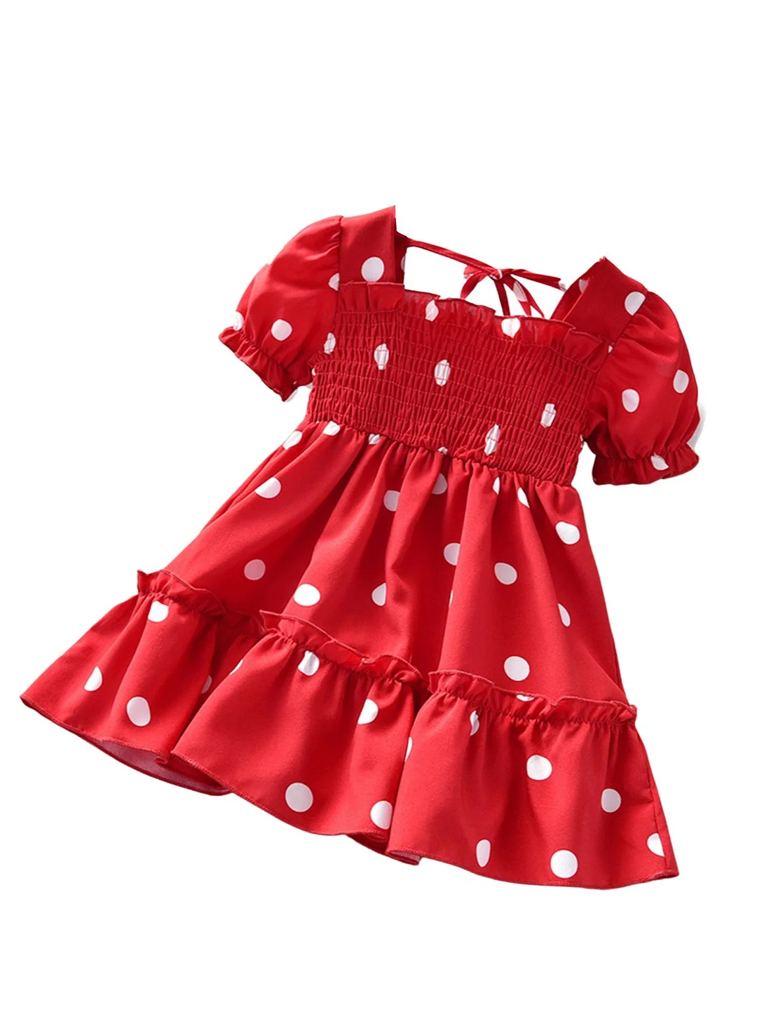 2021 Baby Summer Clothing Kids Girls Fashion Shortsleeve Polka Dot Dress Stylish Elastic Dress for Children Baby Girls