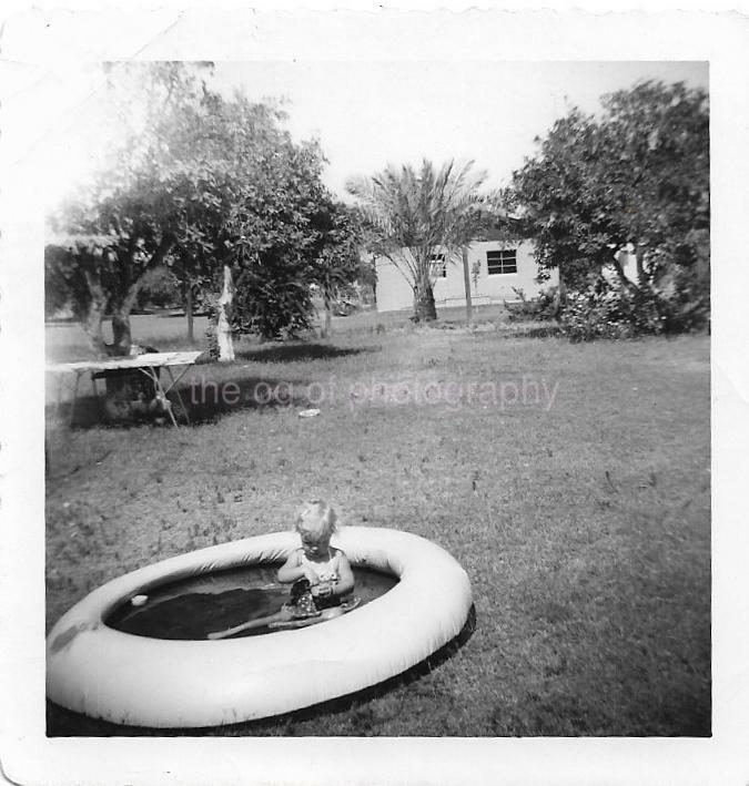 POOL GIRL b + w FOUND Photo Poster painting Original Snapshot Photo Poster paintingGRAPHYD 02 9 S