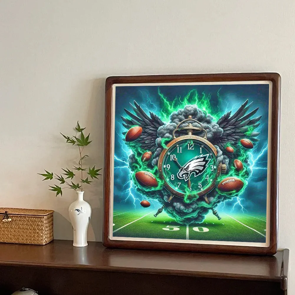 Diamond Painting - Full Round Drill - Philadelphia Team Clock(Canvas|40*40cm)