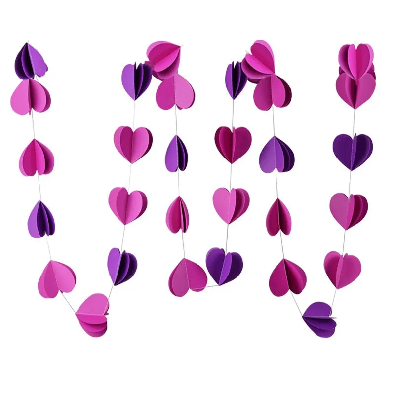 3m Colorful 3D Round Heart Paper Garlands Christmas Wedding Party Banner Hanging Paper Garland Room Decoration
