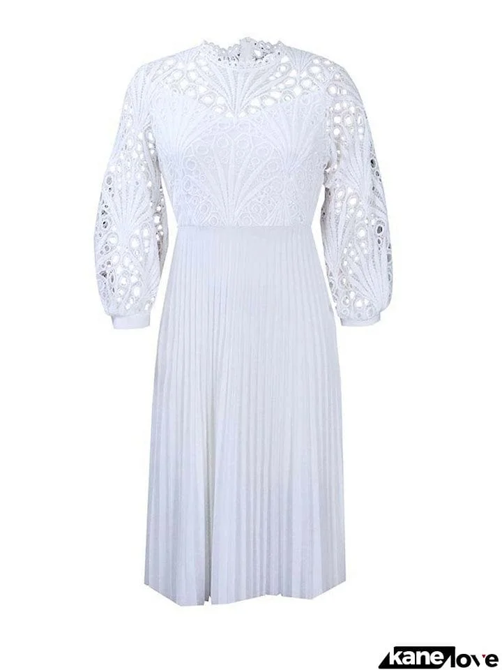 Lace Sexy Solid Color Hollowed-Out Dresses