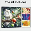 Framed Diamond Painting - Full Round Drill - Cat and Pomegranate (25x25cm)