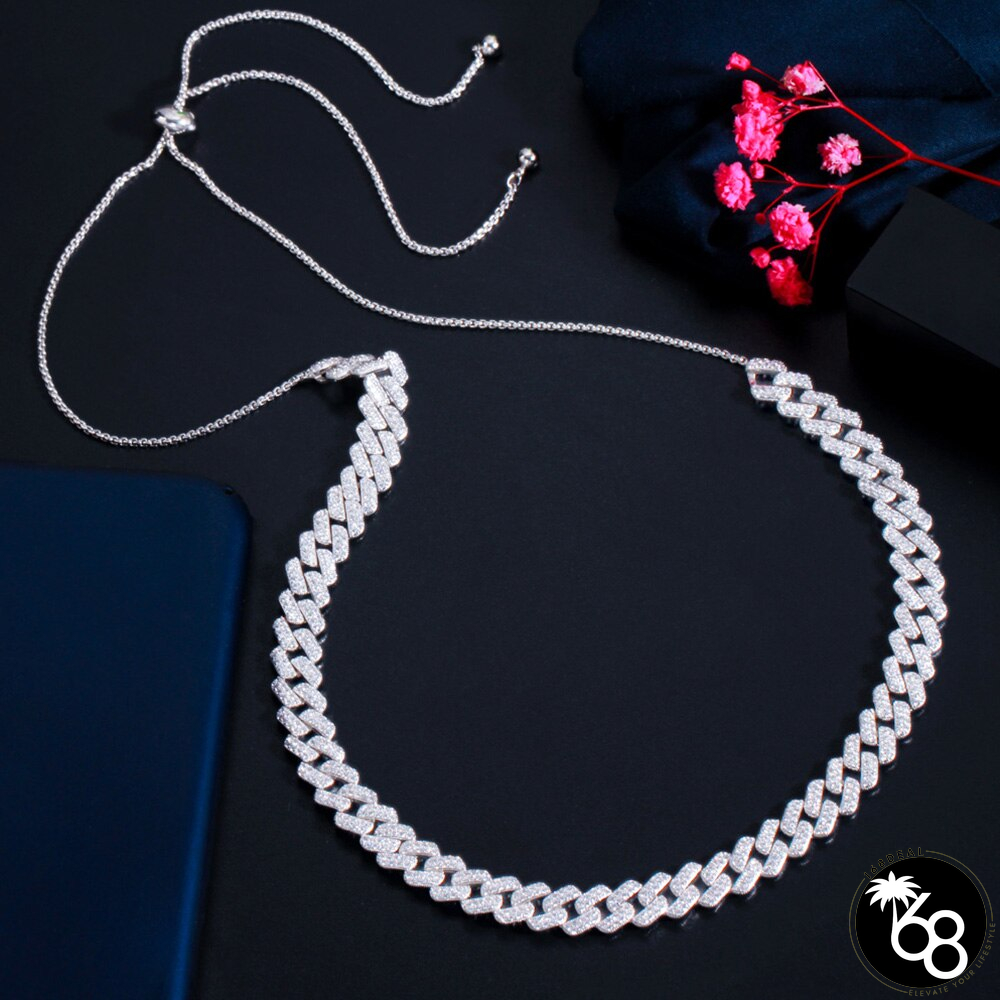 Women's Copper Cubic Zircon Link Chain Round Trendy Necklace | 168DEAL