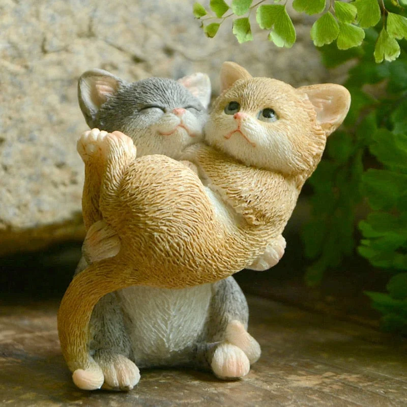 Cute Kittens Cat Figurine Micro Landscape Ornaments Decorative Figurines Garden Desk Deco Home Decoration Maison et Jardin