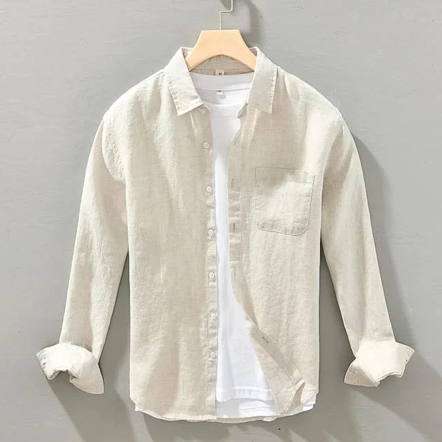 Beige Drift Linen Blend Shirt