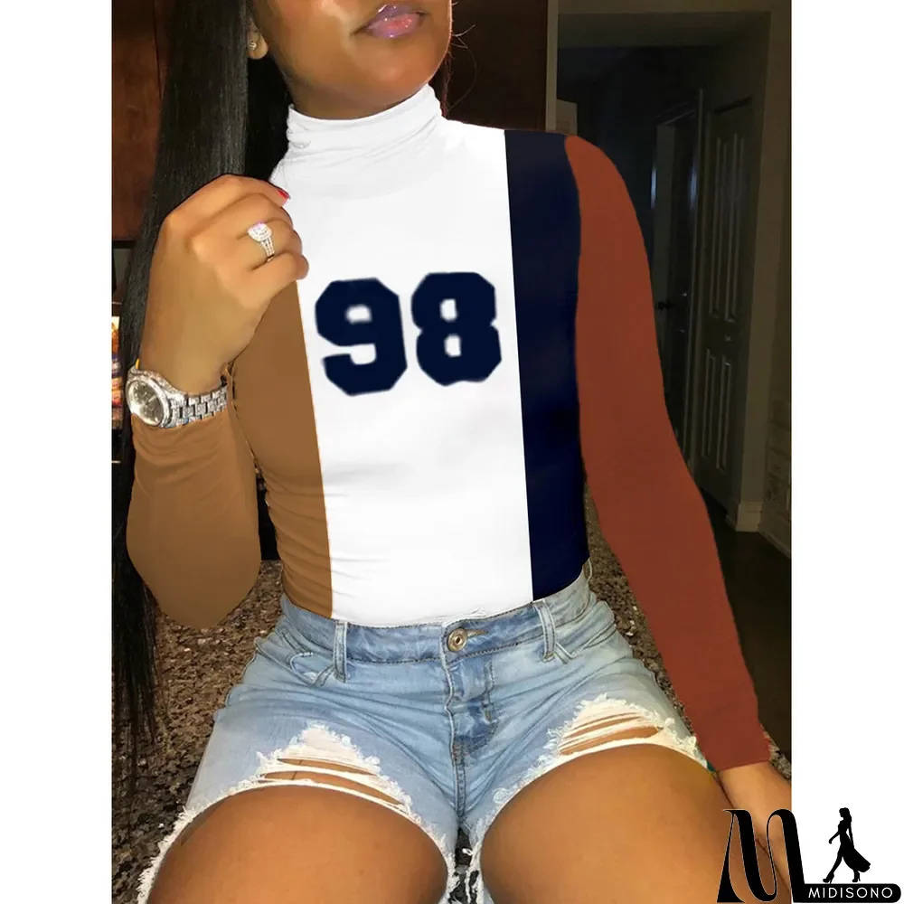 MidiSono - Plus Size Turtleneck Long Sleeve Pullover Tops