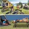 Camping Tables Outdoor Multifunctional Folding Table in Aluminum with Extensible Grid Desktop Height Adjustable Portable Picnic Table with Handle for Camp