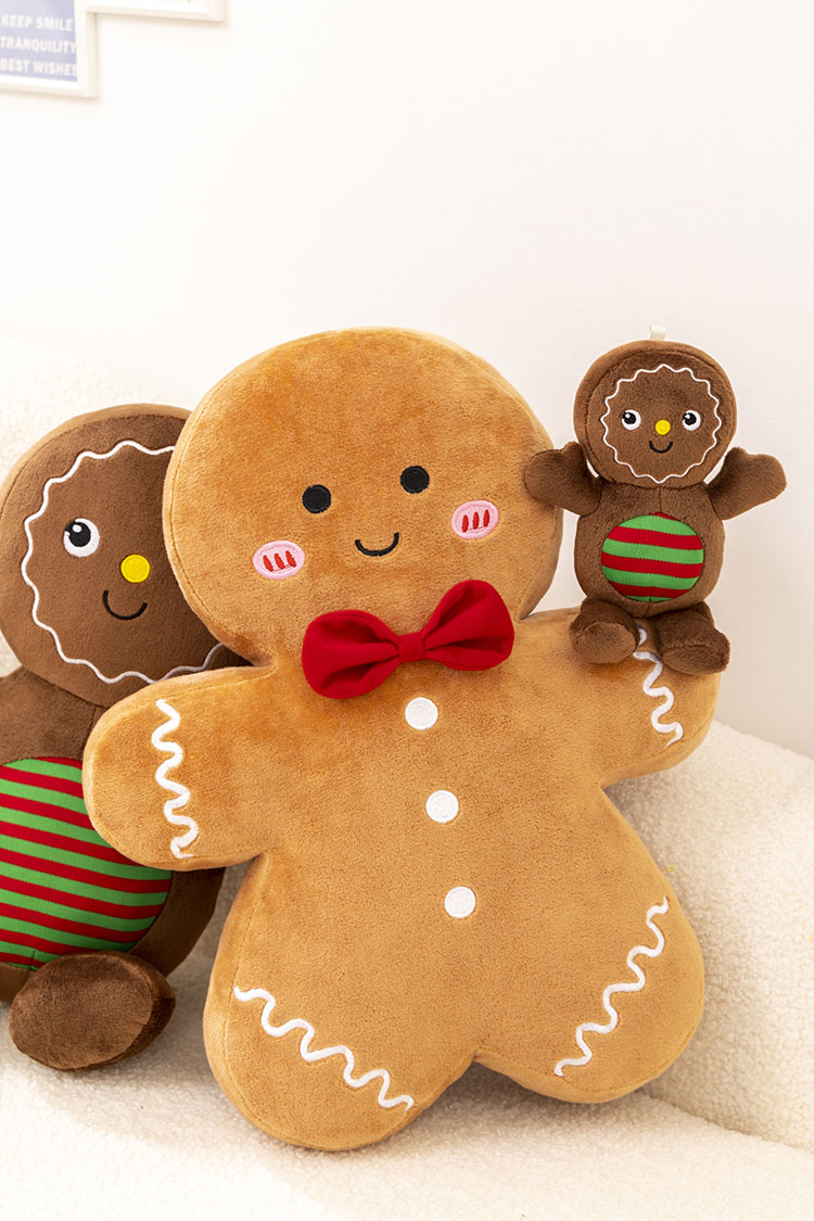 Tegooe Gingerbread Man Plush Cushion - Stuffed Christmas Decor Kids Toy