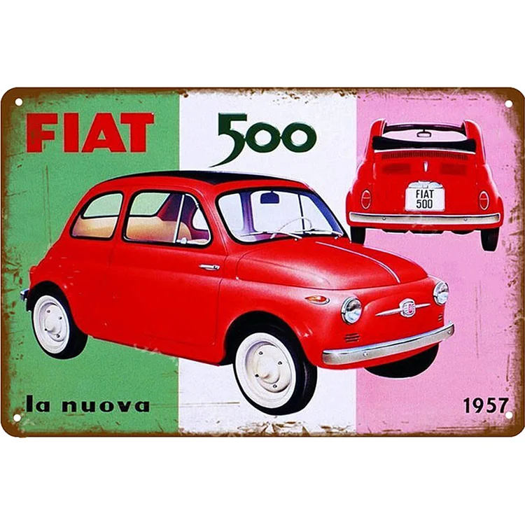 Fiat 500 Car - Vintage Tin Signs/Wooden Signs - 8*12Inch/12*16Inch