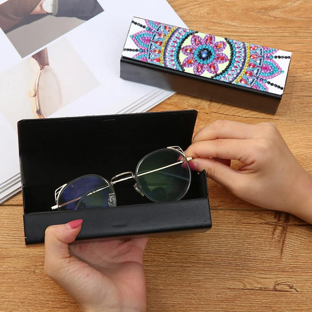 DIY Diamond Painting Leather Eyeglasses Storage Box Case Sunglasses Holder