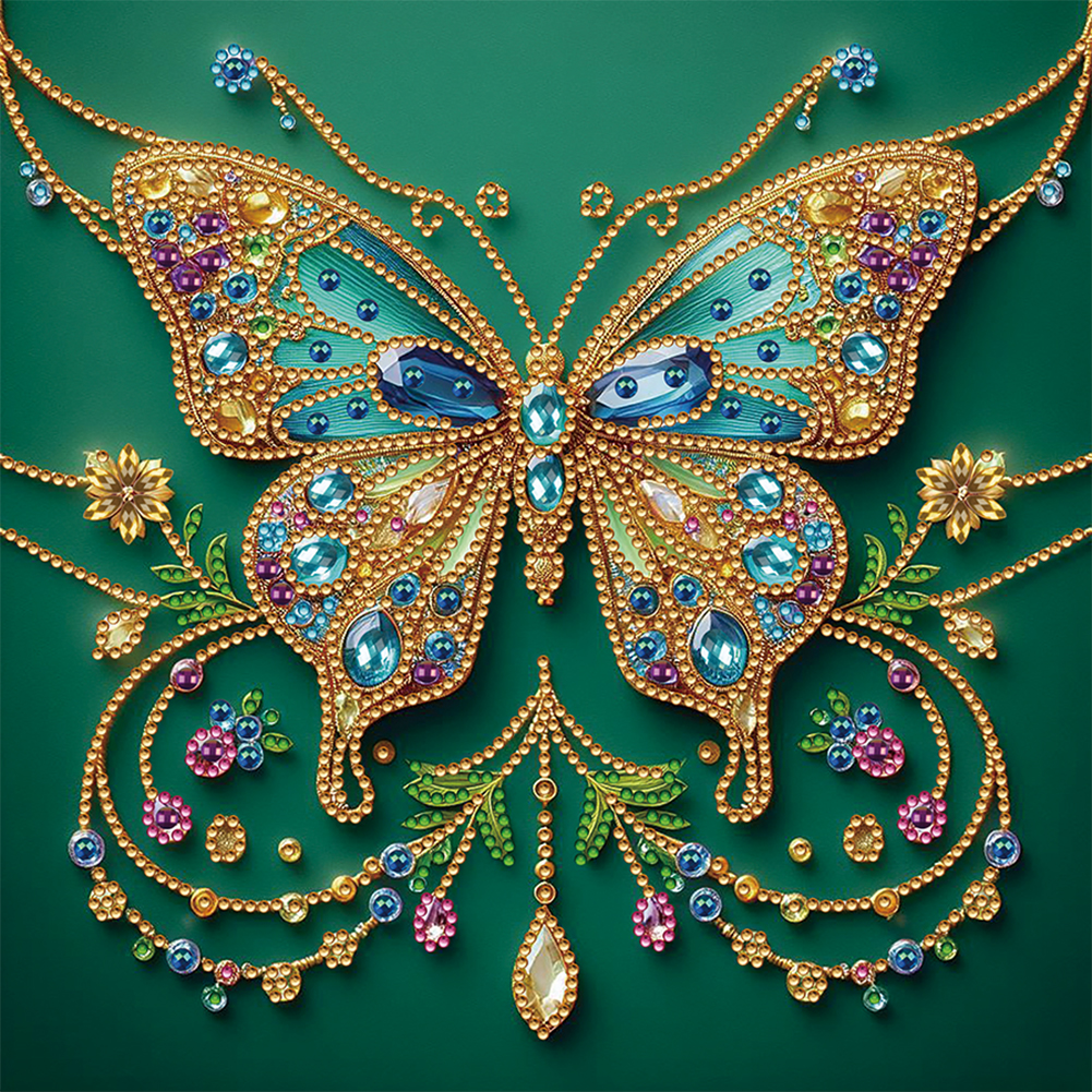 Flower Crystal Butterfly 30*30cm(canvas) special shaped drill diamond painting