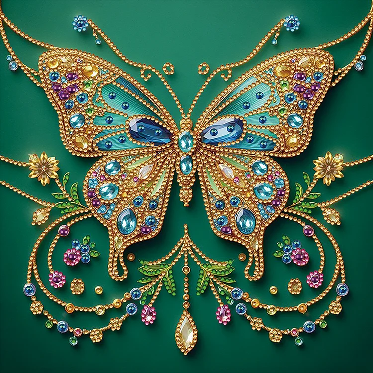 Flower Crystal Butterfly 30*30cm (Canvas) Special Shaped Drill Diamond Painting gbfke