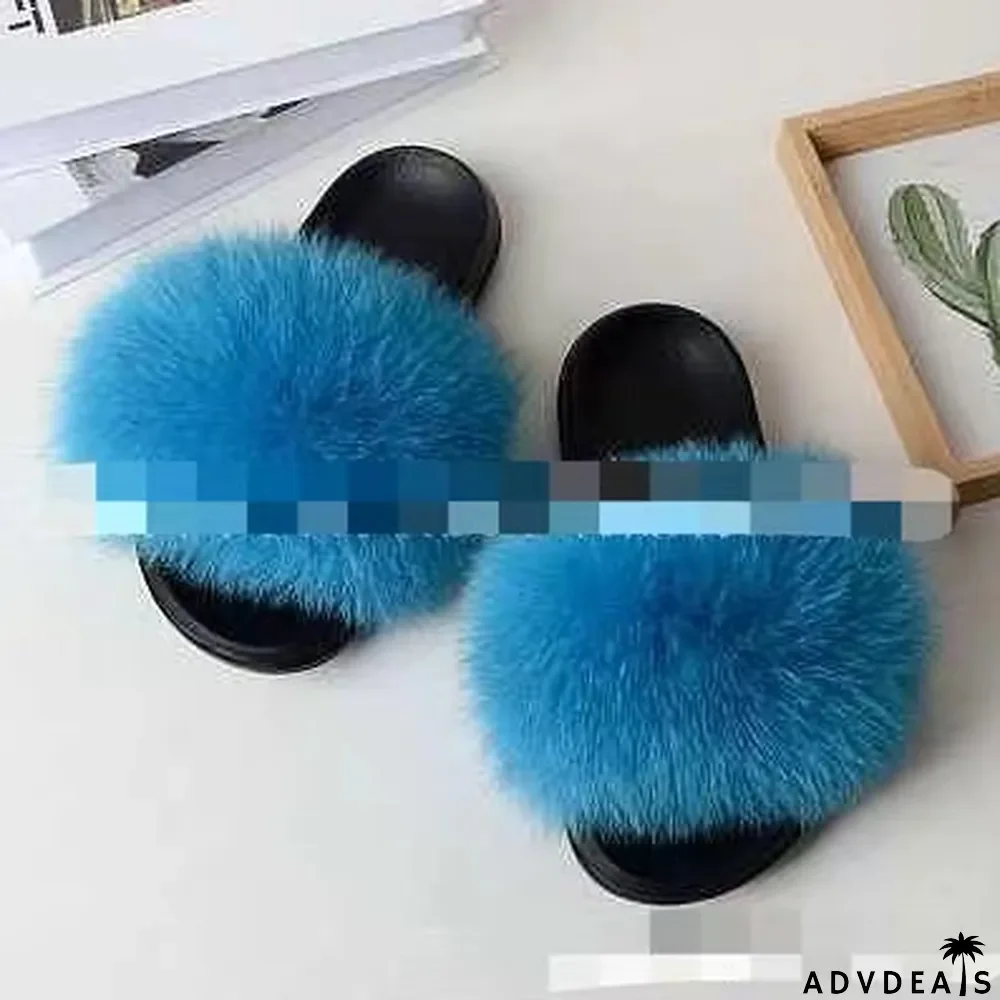 Furry Slippers Flat Half-drag Slippers