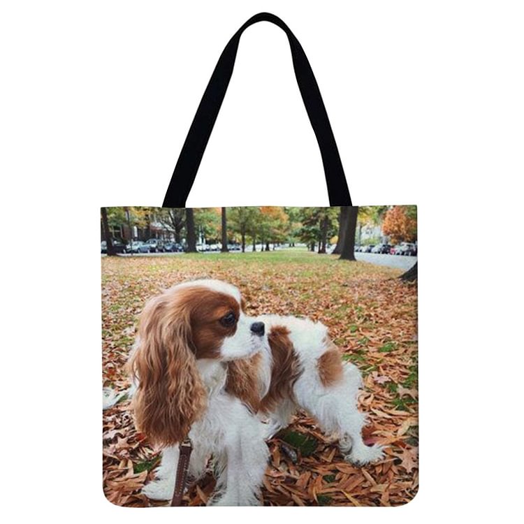 【Limited Stock Sale】Linen Tote Bag - Charles Spaniel Dog