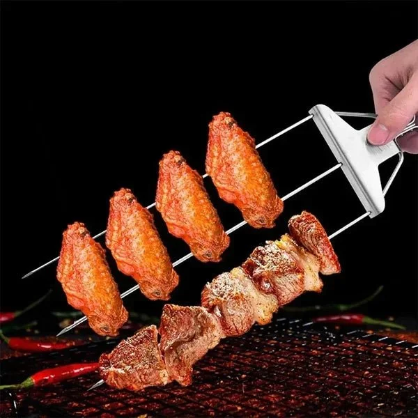 🔥3 Way Grill Skewers - BBQ Fork with 430 Stainless Steel for Ultimate Grilling Efficiency🔥
