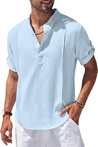 Men's linen henley shirt
