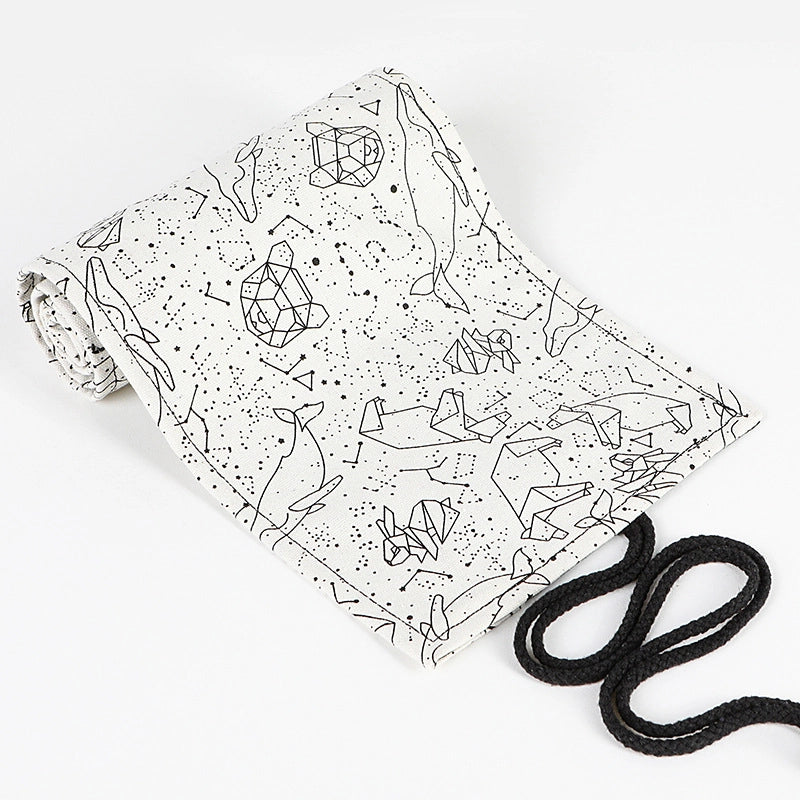 Fashion Geometric Printing Large Capacity Canvas Pencil Pouch Stationery