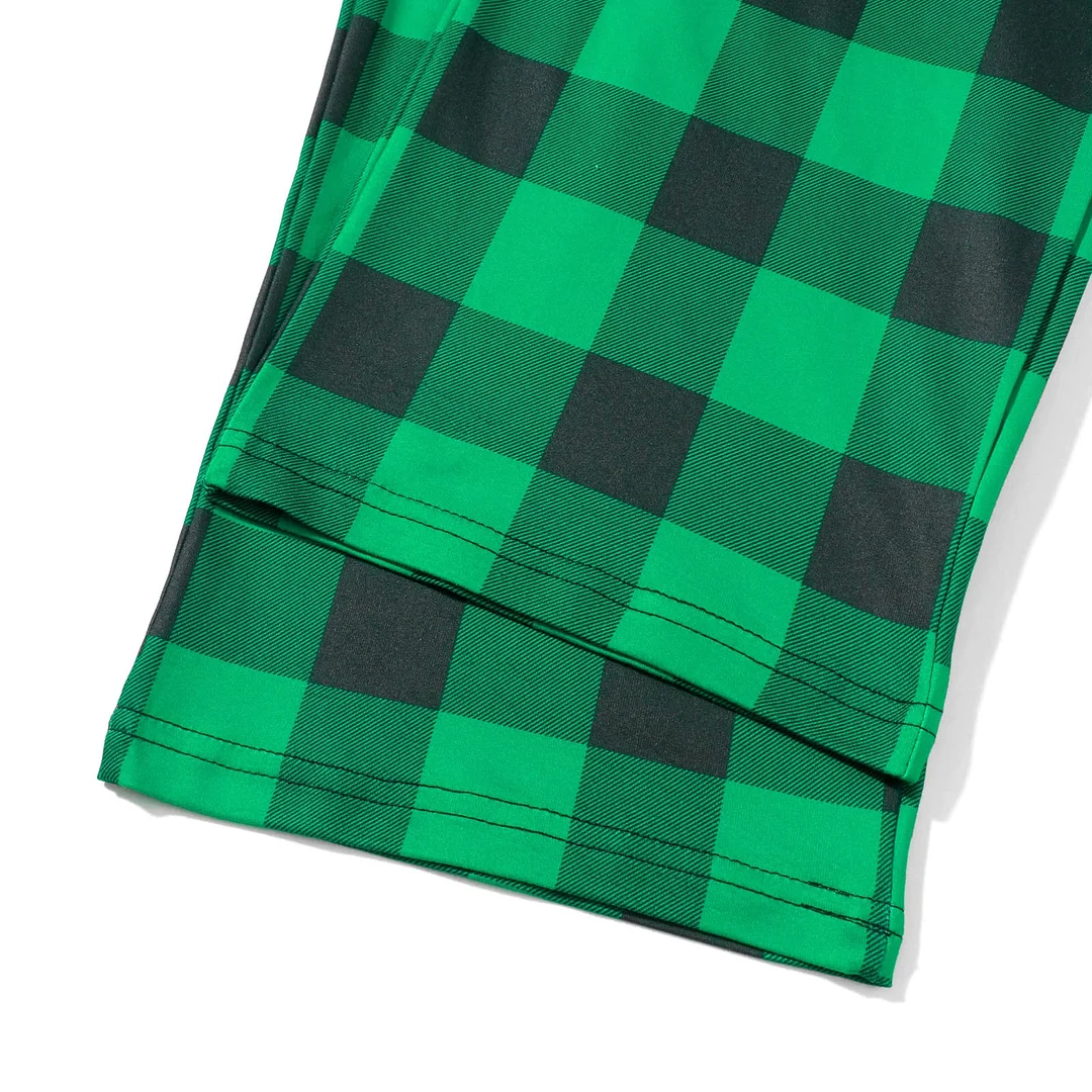 Christmas Make Memories Together 2024 Print Green & Black Plaid Family Matching Pajamas With Dog