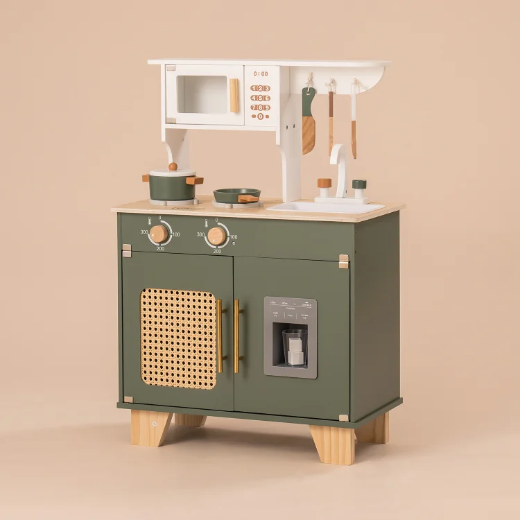 [Only Ship To U.S.] ROBUD Vintage Green Wooden Play Kitchen Series | Robotime Online