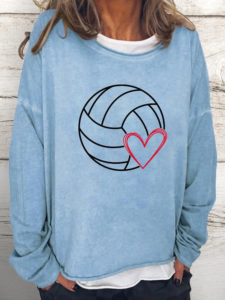 Volleyball Heart Women Loose Sweatshirt-Annaletters
