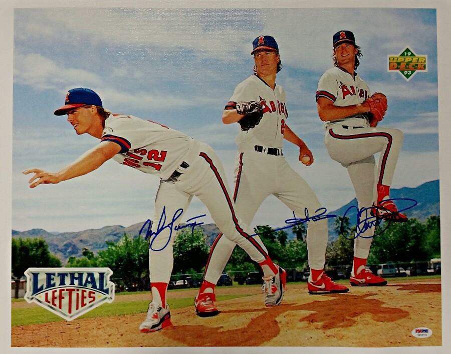 Angels LETHAL LEFTIES Signed FINLEY~ABBOTT~LANGSTON 16x20 Canvas Photo Poster painting ~ PSA COA