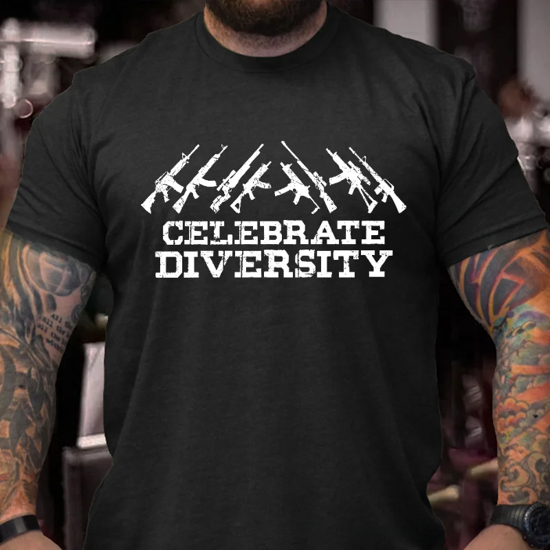 Celebrate Diversity Guns Print Men's T-shirt ctolen