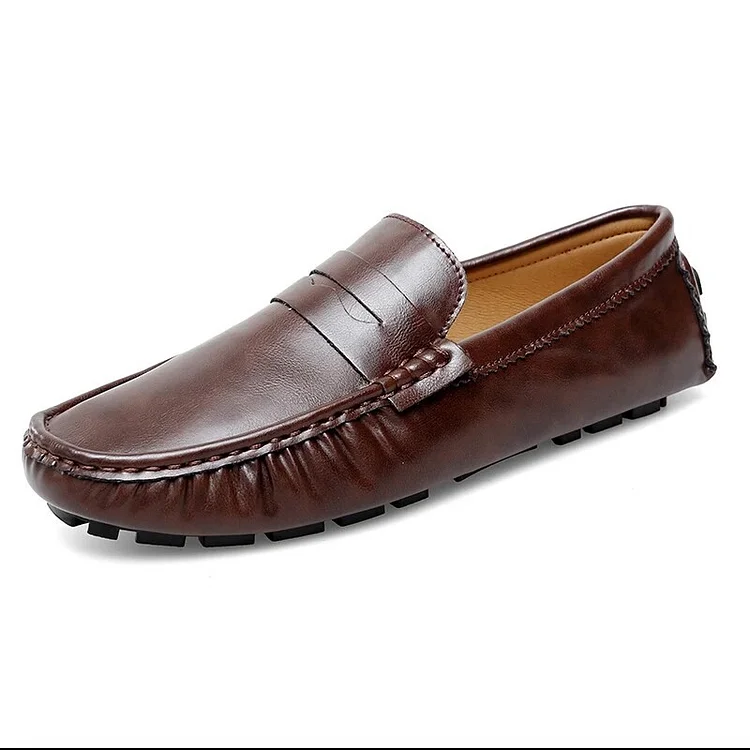 Gregorysupply Handmade Leather Men Casual Shoes Lightweight Mens Loafers Simple Moccasins Breathable Slip on Male Driving Shoes Walking Flats