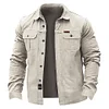 Men's Vintage Outdoor Workwear Pocket Long Sleeve Lapel Utility Shirt by Inlyline