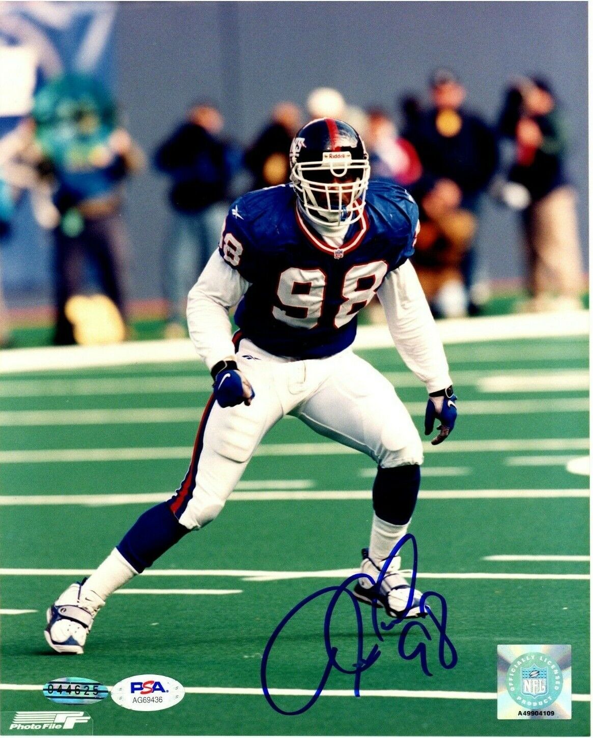 Jessie Armstead autographed signed 8x10 Photo Poster painting NFL New York Giants PSA COA