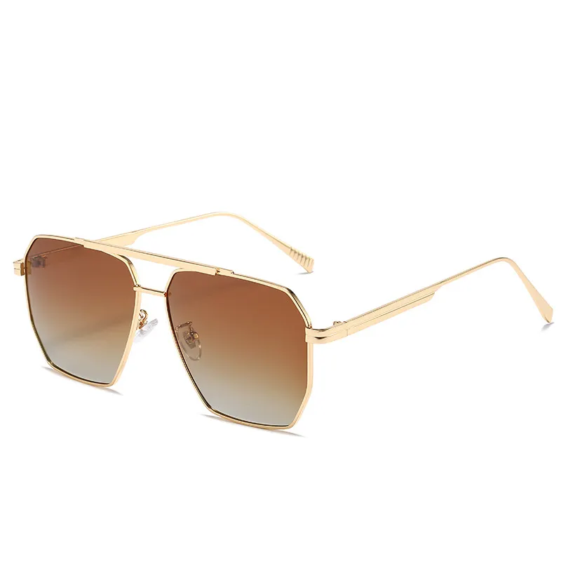 Retro Oversized Square Polarized Sunglasses for Women Men Vintage Shades UV400 Classic Large Metal Sun Glasses-vocosishoes