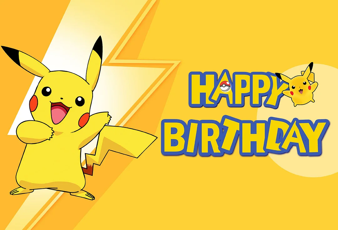 Cartoon Anime Yellow Animal Happy Birthday Party Backdrop RedBirdParty