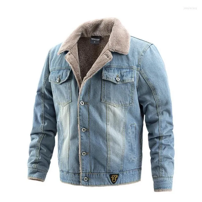 Men's Jackets Men Winter Denim Fleece Blue Jeans Coats High Quality Male Thicker Warm Down Outwear Casual