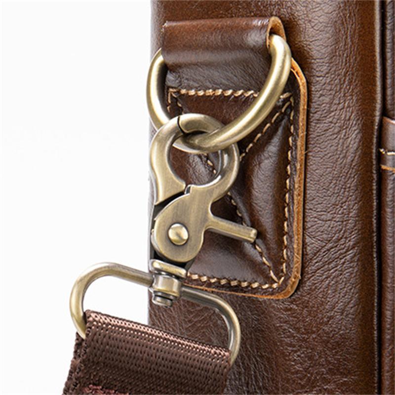 Men's Leather Briefcase Handbag Large Capacity Retro Shoulder Bag Crossbody Bag