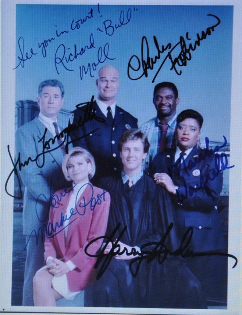 NIGHT COURT cast x6 Harry Anderson, John Larroquette, Richard Moll, Marckie Post, Charles Robinson, and Marsha Warfield 8x10 wCOA